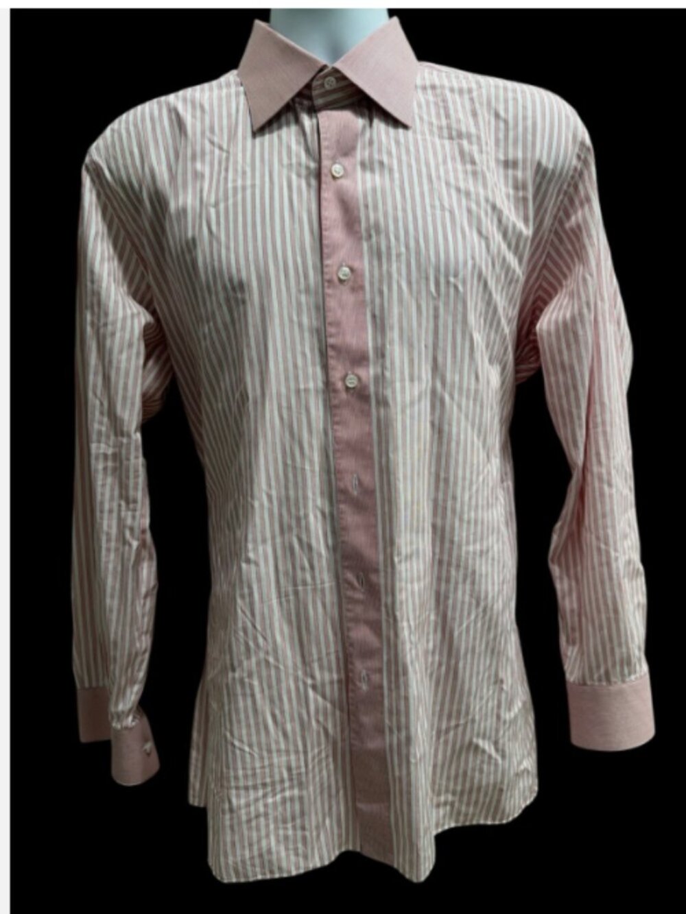 Men's Dress Shirts MAROL BOLOGNA 43/17  RED PINK COLORED CUFF AND STRIPED ACCENT
